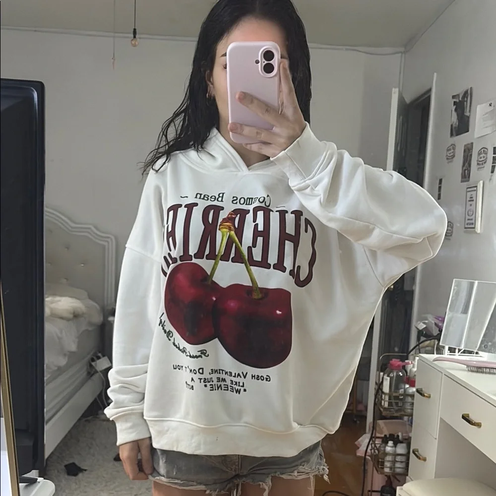 Cherry Graphic White Hoodie - Picture 1 of 1